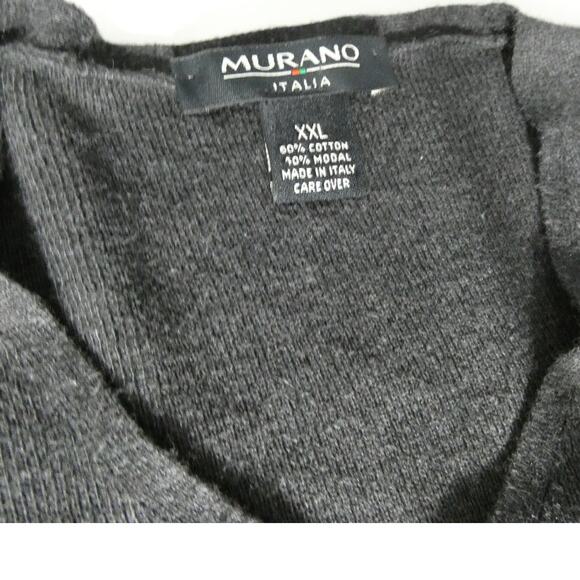 Murano Italia XXL Charcoal Gray V-Neck Short Sleeved Sweater Business Cocktails - Picture 7 of 8